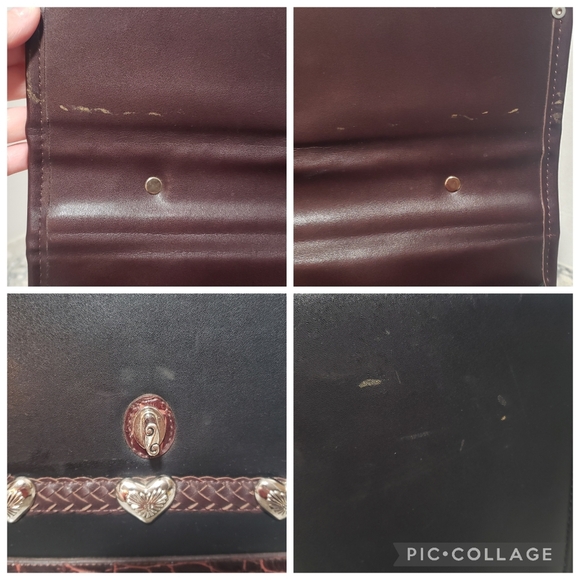 Western Croc Embossed Weaved Turnlock Briefcase Organizer Crossbody Purse - Picture 13 of 15